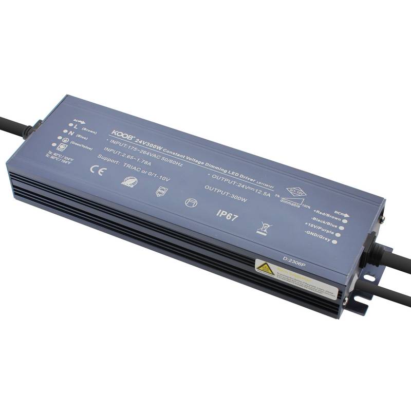Fuente de alimentación DC24V/300W/12.5A, 0/1-10V, TRIAC, 5 en 1, IP67 - XauenBatt Iluminación