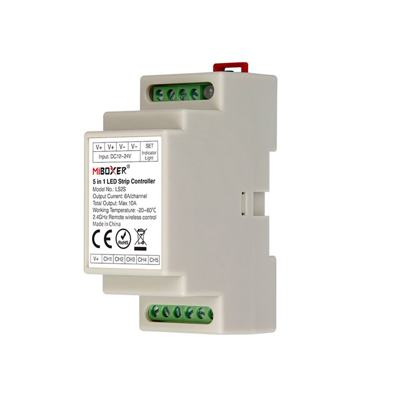Controlador 5 en 1 carril DIN (MONO, CCT, RGB, RGBW, RGB+CCT) - XauenBatt Iluminación
