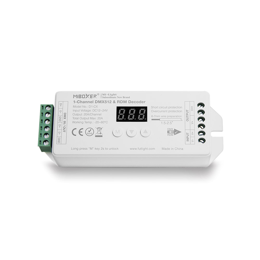 Decoder DMX512-RDM, Mono, 20A, 2.4Ghz RF - XauenBatt Iluminación