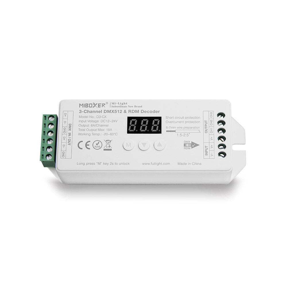 Decoder DMX512-RDM, RGB, 18A, 2.4Ghz RF - XauenBatt Iluminación