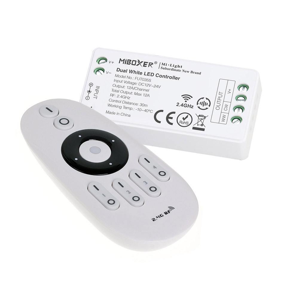 Controlador CCT blanco dual mini RF 4 zonas 12A + mando - XauenBatt Iluminación