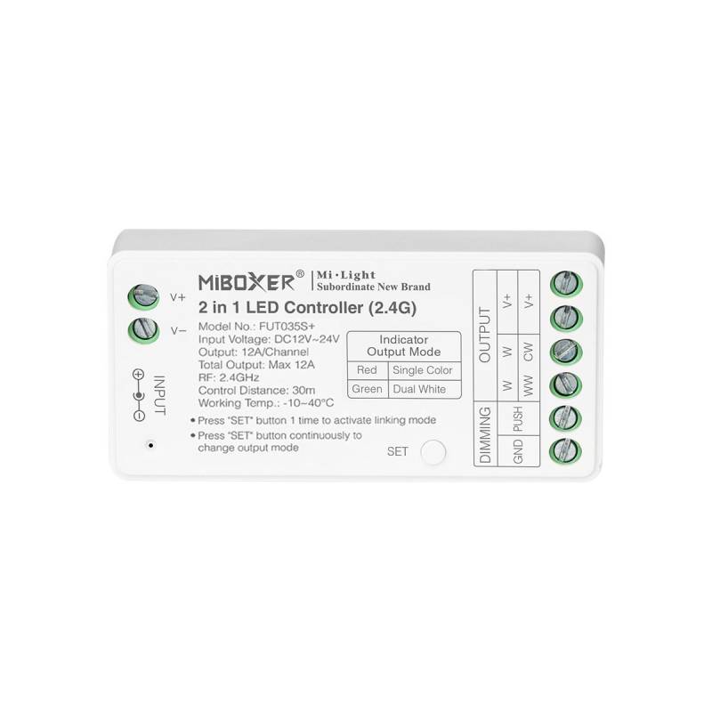 Controlador 2.4G RF, DC12-24V, 12A, 2 en 1 monocolor + CCT - XauenBatt Iluminación