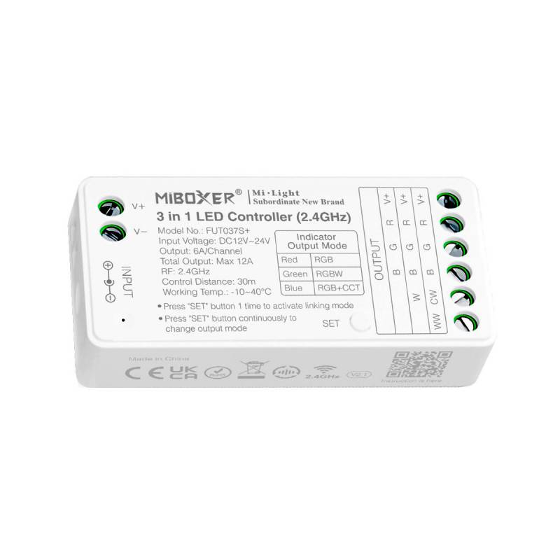 Controlador 2.4G RF, DC12-24V, 12A, 3 en 1 RGB+RGBW+RGBCCT - XauenBatt Iluminación