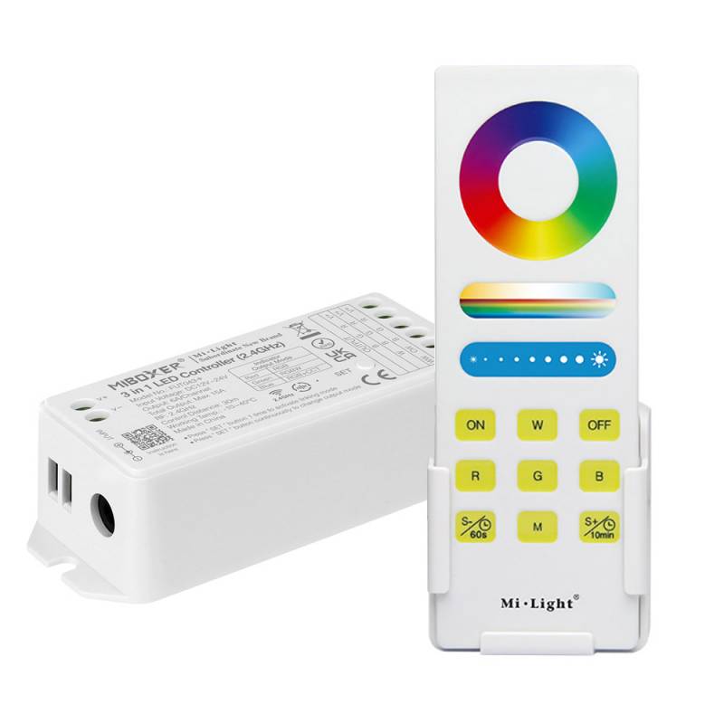 Kit Controlador + mando 2.4G RF, DC12-24V, 15A, 3 en 1 RGB+RGBW+RGBCCT - XauenBatt Iluminación