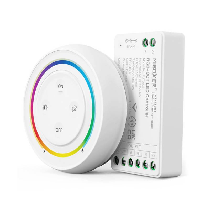 Kit controlador + Mando RF RGB+CCT ROUND Magnetic táctil, blanco - XauenBatt Iluminación