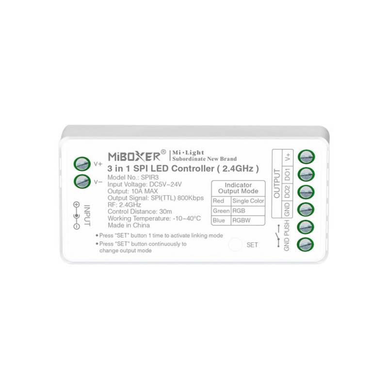Controlador 2.4G RF, DC5-24V, 10A, SPI 3 en 1 - XauenBatt Iluminación