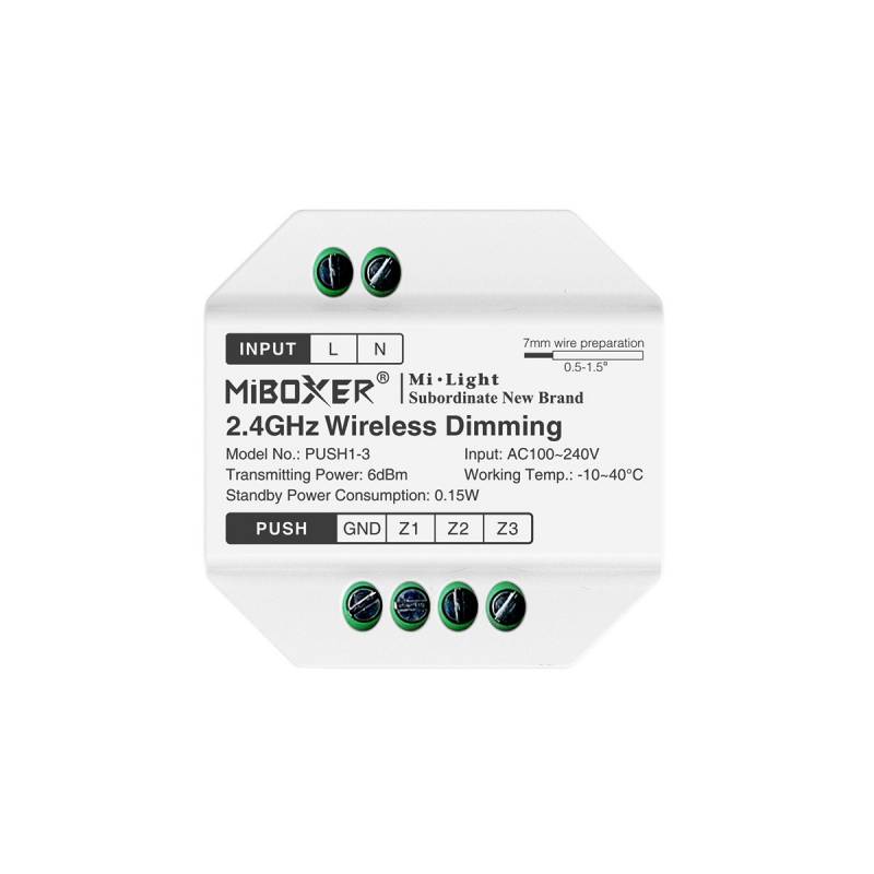 Pulsador inalámbrico RF, 220V, 3 zonas monocolor - XauenBatt Iluminación