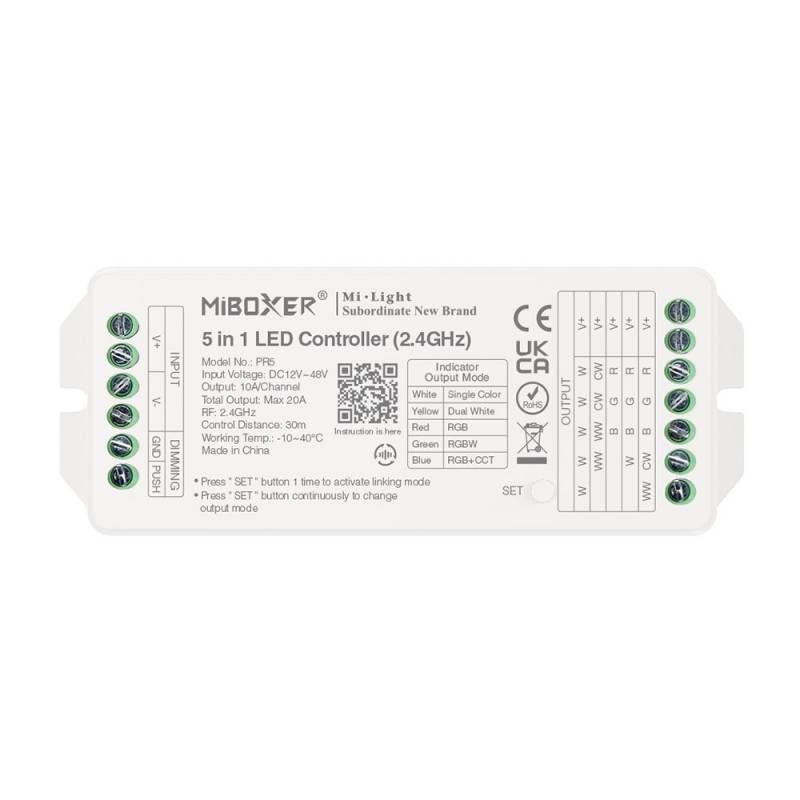 Controlador 2.4G RF, DC12-48V, 20A, 5 en 1 mono+cct+RGB+RGBW+RGBCCT - XauenBatt Iluminación