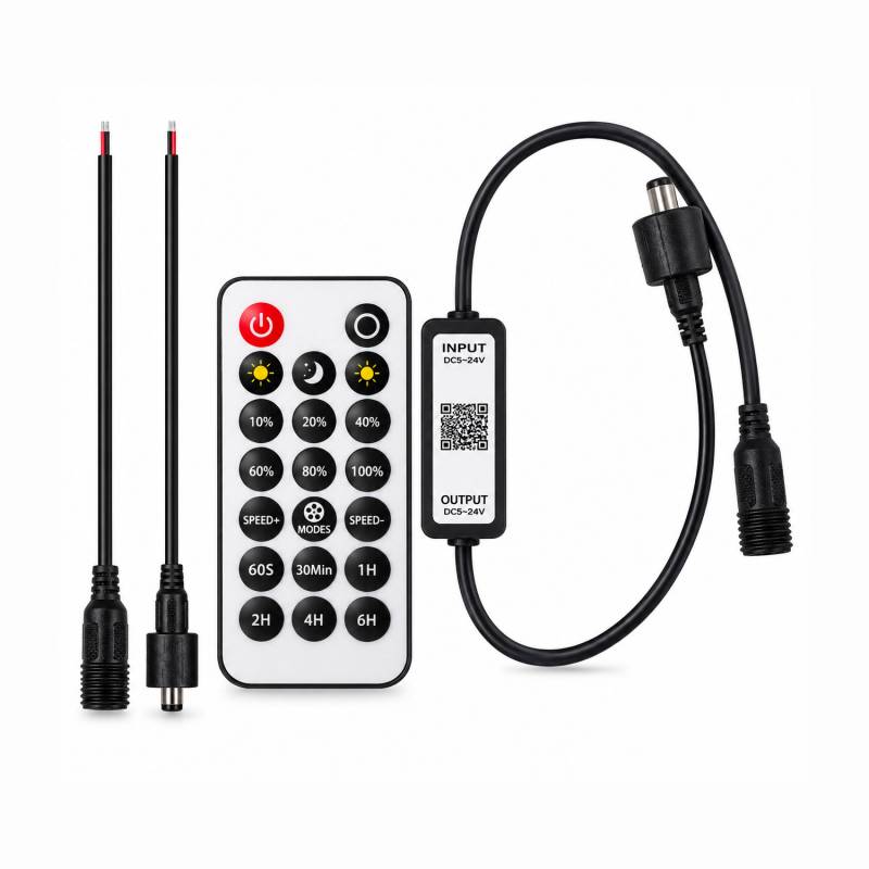 Controlador IP68, mono, RF + Bluetooth APP, DC5-24V, 6A + mando - XauenBatt Iluminación
