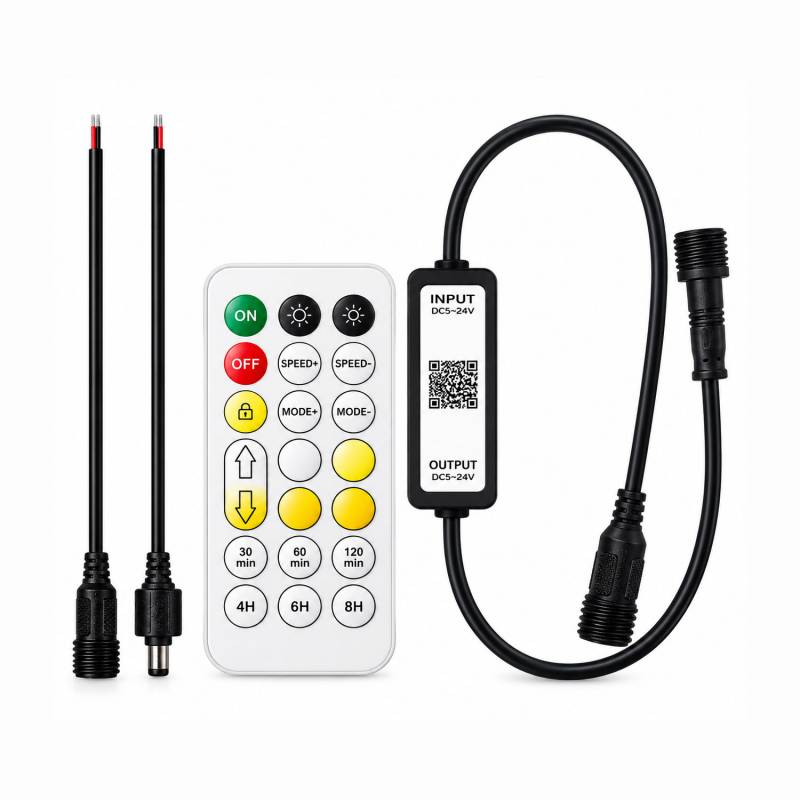 Controlador IP68, CCT dual, RF + Bluetooth APP, DC5-24V, 6A + mando - XauenBatt Iluminación