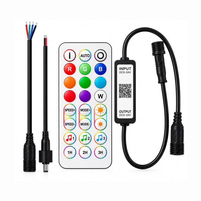 Controlador IP68, RGB, RF + Bluetooth APP, DC5-24V, 6A + mando - XauenBatt Iluminación