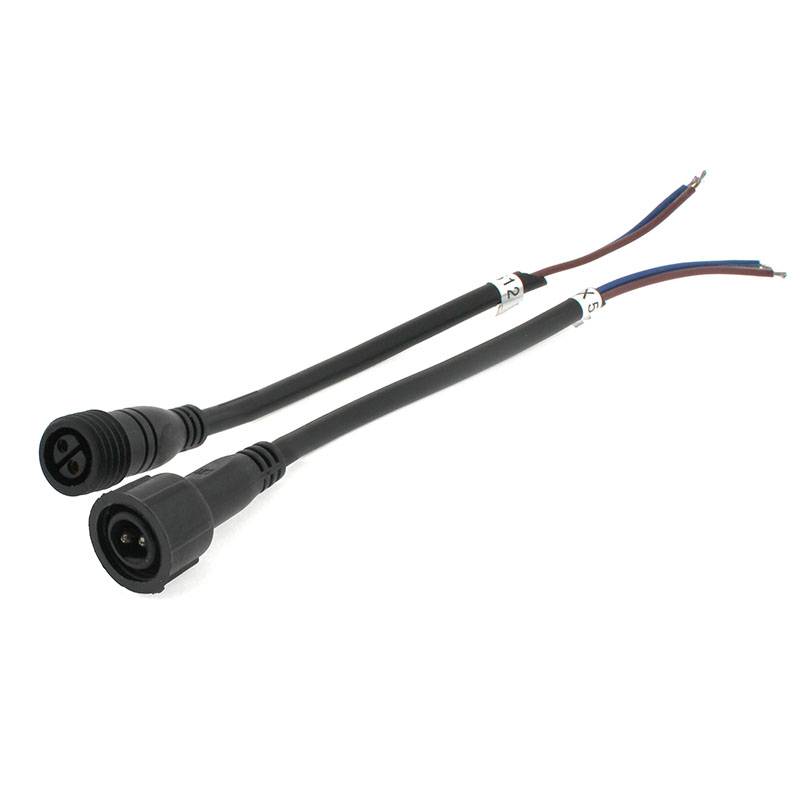 Cables conexión 2 Pinx0,75mm, 20cm, IP67, negro - XauenBatt Iluminación