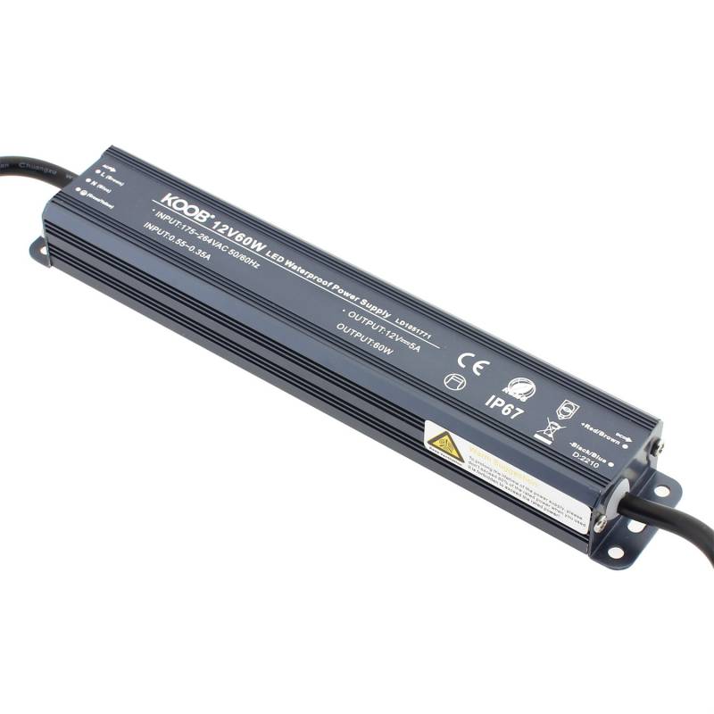 Fuente de alimentación IP67, DC12V/60W/5A - XauenBatt Iluminación