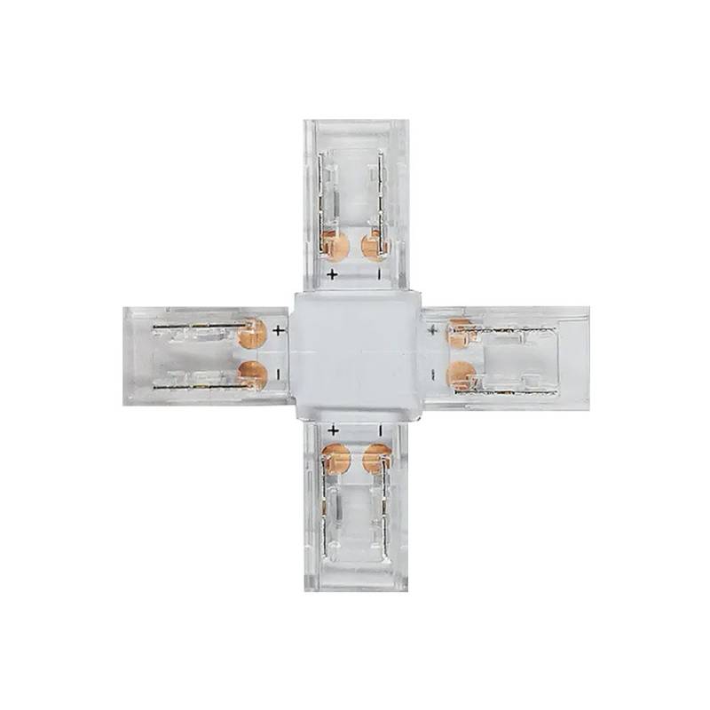 Conector X transparente para unión de tiras LED COB + SMD - 10mm - XauenBatt Iluminación