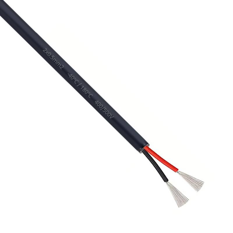 Cable anticalórico de silicona 2x0,50mm, 1m, negro - XauenBatt Iluminación