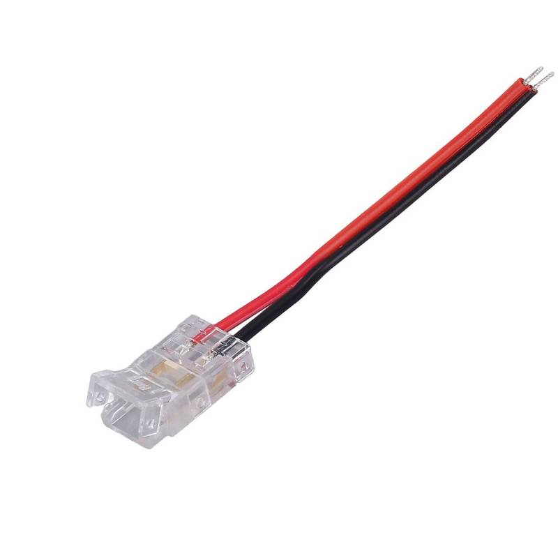 Conector Transparente con cable 10,5cm para tiras LED COB + SMD - 8mm - XauenBatt Iluminación