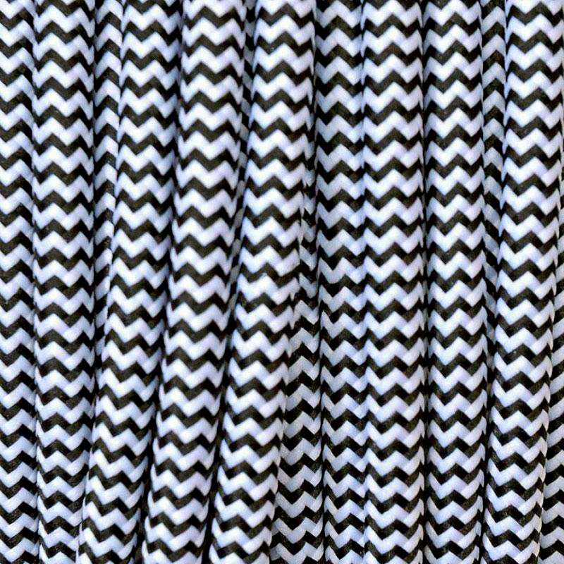 Cable textil redondo 2x0,75mm, 1m, negro-blanco - XauenBatt Iluminación