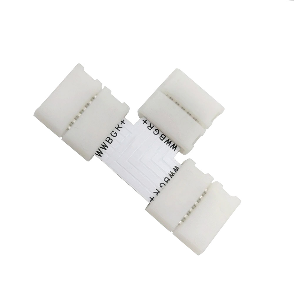 Unión / conector T rígido Pin Click para tiras LED RGB+CCT 6 pin - XauenBatt Iluminación