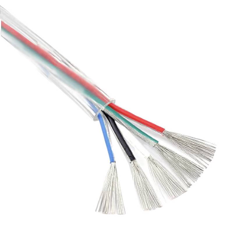 Cable redondo transparente para tiras LED RGBW 5x0,50mm, 1 metro - XauenBatt Iluminación