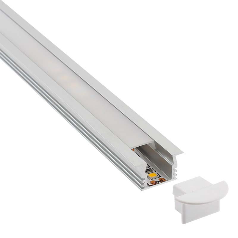 KIT - Perfil aluminio CAMPRO para tiras LED, 1 metro - XauenBatt Iluminación