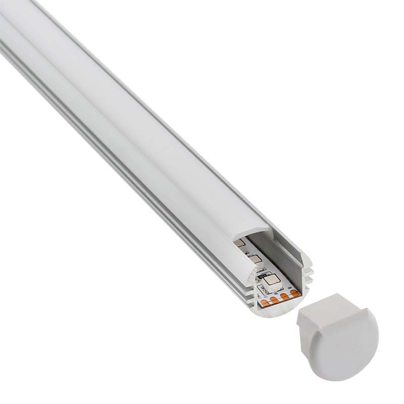 KIT - Perfil aluminio ROUND para tiras LED, 1 metro - XauenBatt Iluminación