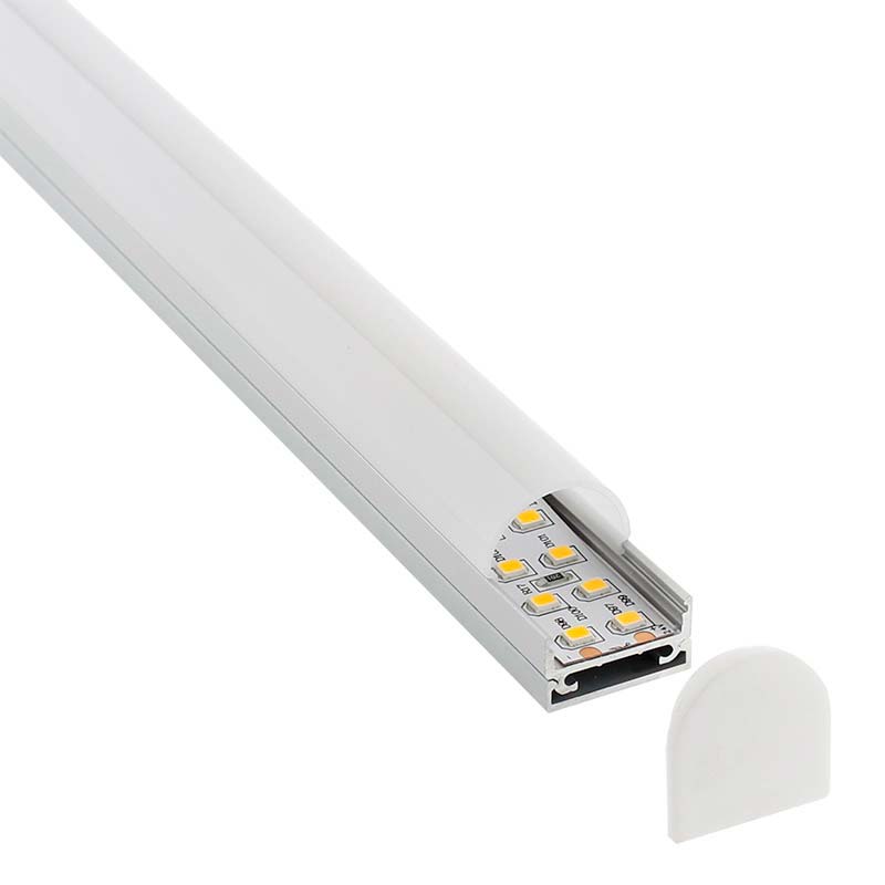KIT - Perfil aluminio STUV para tiras LED, 2 metros - XauenBatt Iluminación