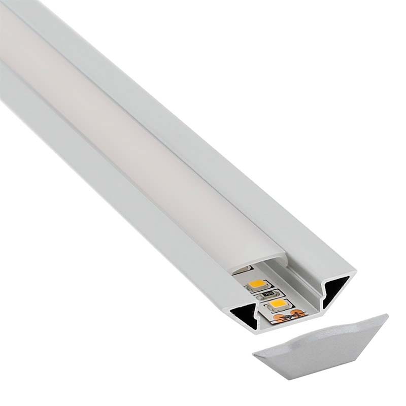 KIT - Perfil aluminio SINGE para tiras LED, 1 metro - XauenBatt Iluminación