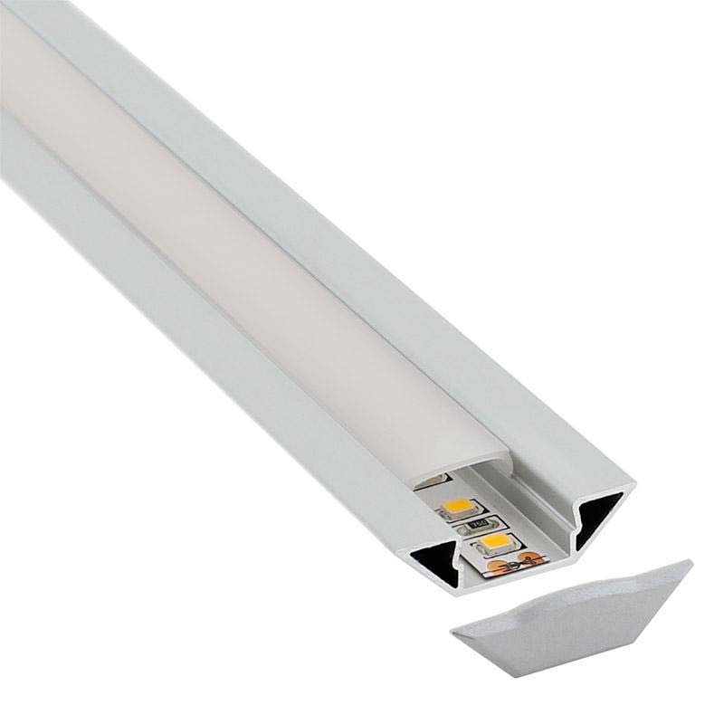KIT - Perfil aluminio SINGE para tiras LED, 2 metros - XauenBatt Iluminación