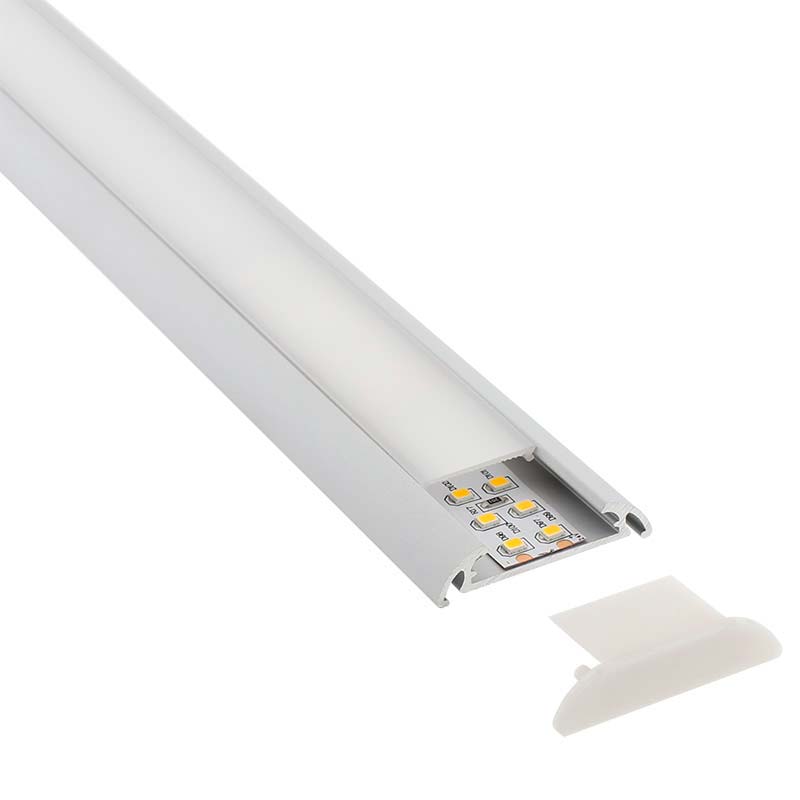 KIT - Perfil aluminio MARK para tiras LED, 2 metros - XauenBatt Iluminación