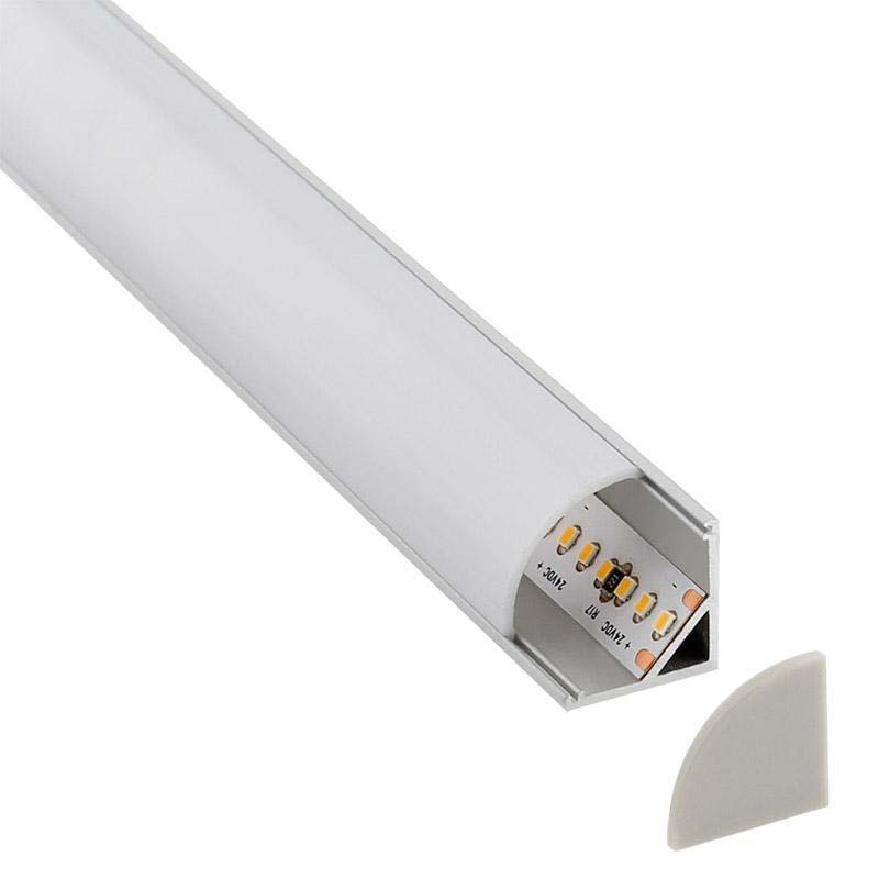 KIT - Perfil aluminio KORK-mini para tiras LED, 2 metros - XauenBatt Iluminación