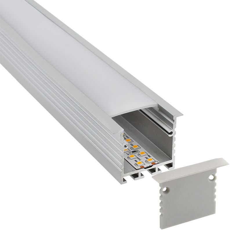 KIT - Perfil aluminio TEITO para tiras LED, 2 metros - XauenBatt Iluminación
