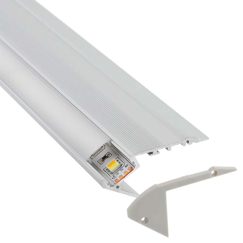 KIT - Perfil aluminio STAIR para tiras LED, 1 metro - XauenBatt Iluminación