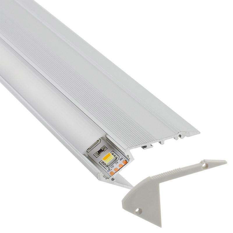 KIT - Perfil aluminio STAIR para tiras LED, 2 metros - XauenBatt Iluminación