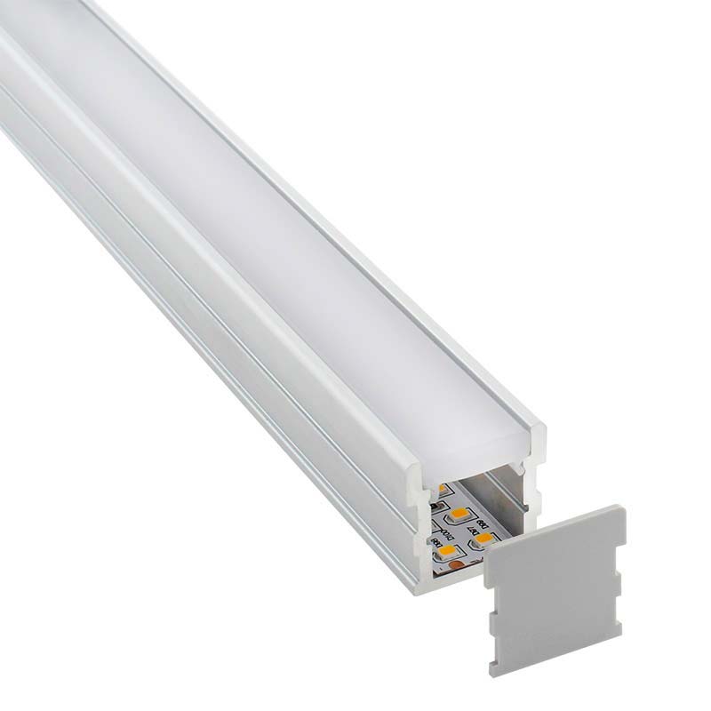 KIT - Perfil aluminio FOOT para tiras LED, 1 metro - XauenBatt Iluminación