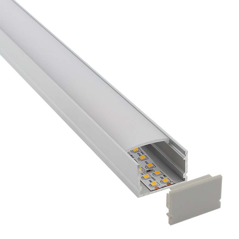 KIT - Perfil aluminio FAT para tiras LED, 1 metro - XauenBatt Iluminación