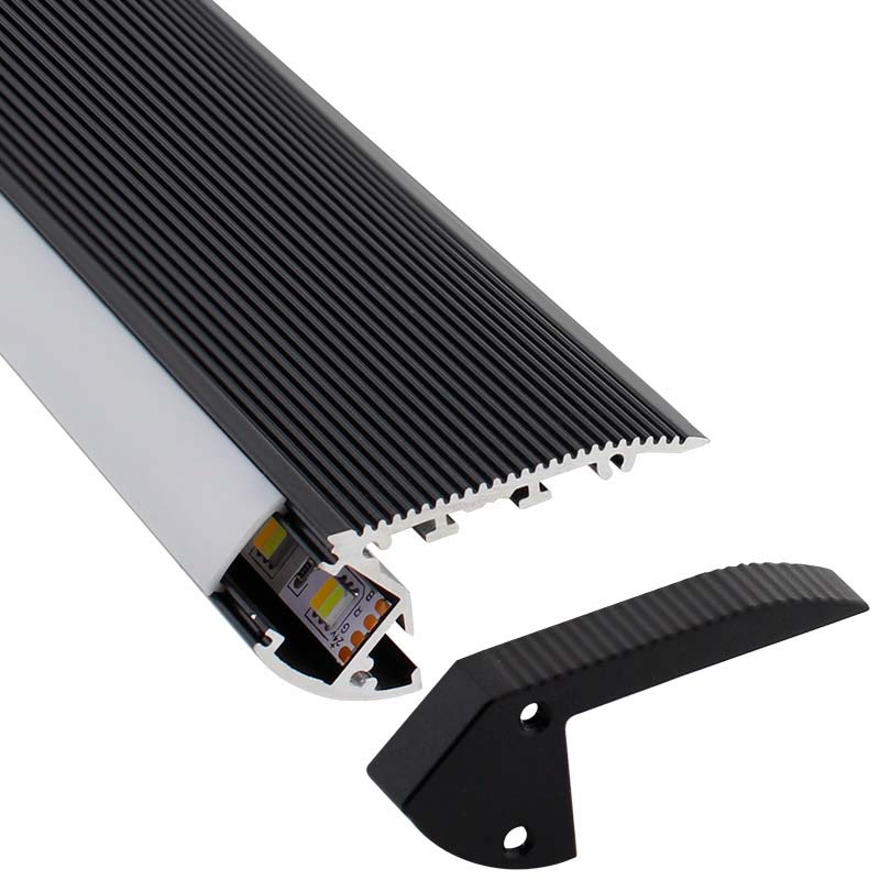 KIT - Perfil aluminio negro CINEMA para tiras LED, 2 metros - XauenBatt Iluminación