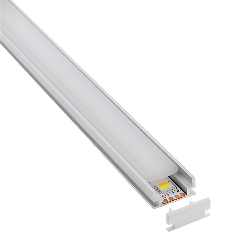 KIT - Perfil aluminio HARDY para tiras LED, 1 metro - XauenBatt Iluminación