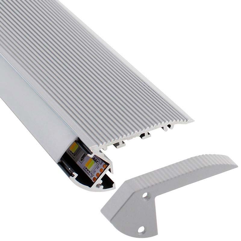 KIT - Perfil aluminio silver CINEMA para tiras LED, 1 metro - XauenBatt Iluminación