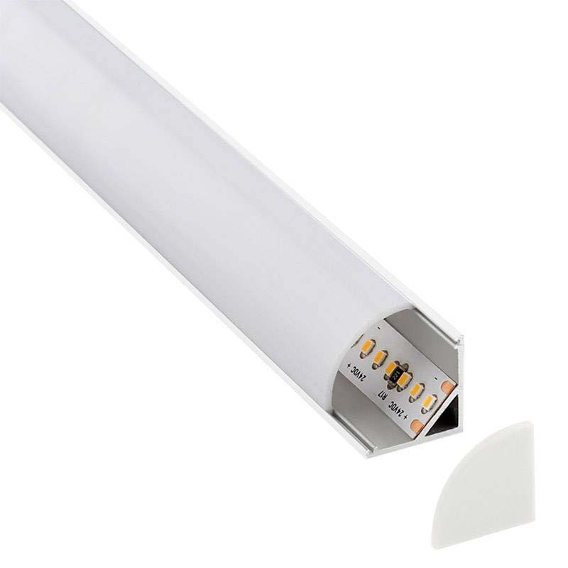 KIT - Perfil aluminio KORK-mini para tiras LED, 1 metro, blanco - XauenBatt Iluminación