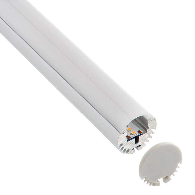 KIT - Perfil aluminio KROB-S para tiras LED, 1 metro - XauenBatt Iluminación