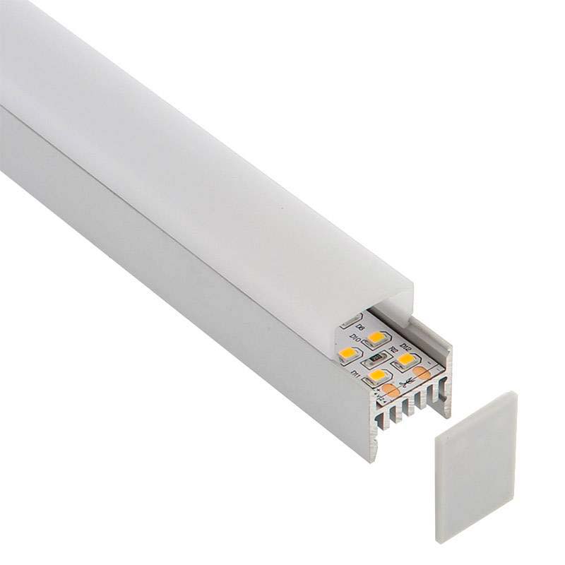 KIT - Perfil aluminio GURKEN para tiras LED, 1 metro - XauenBatt Iluminación