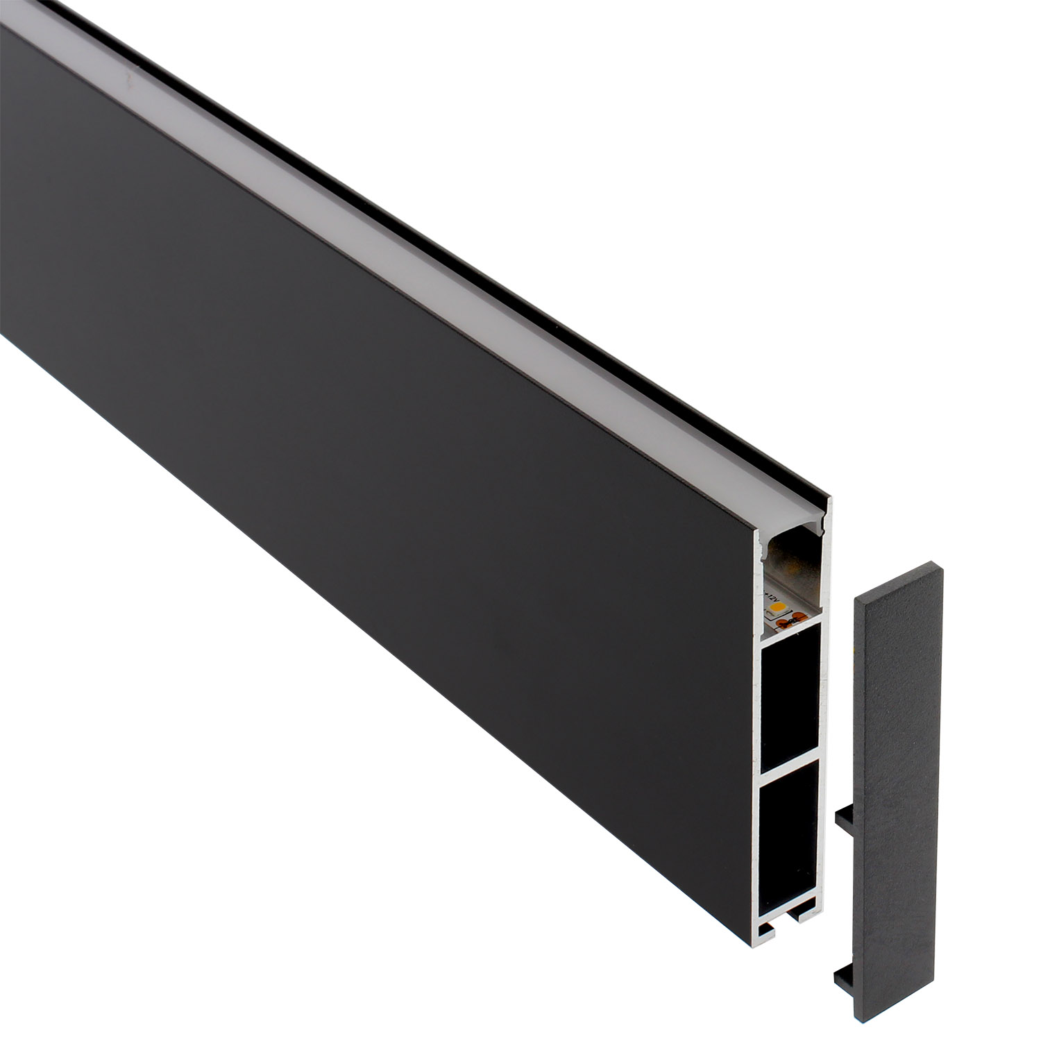 Perfil aluminio PHANTER S1 para tiras LED, 1 metro, negro - XauenBatt Iluminación