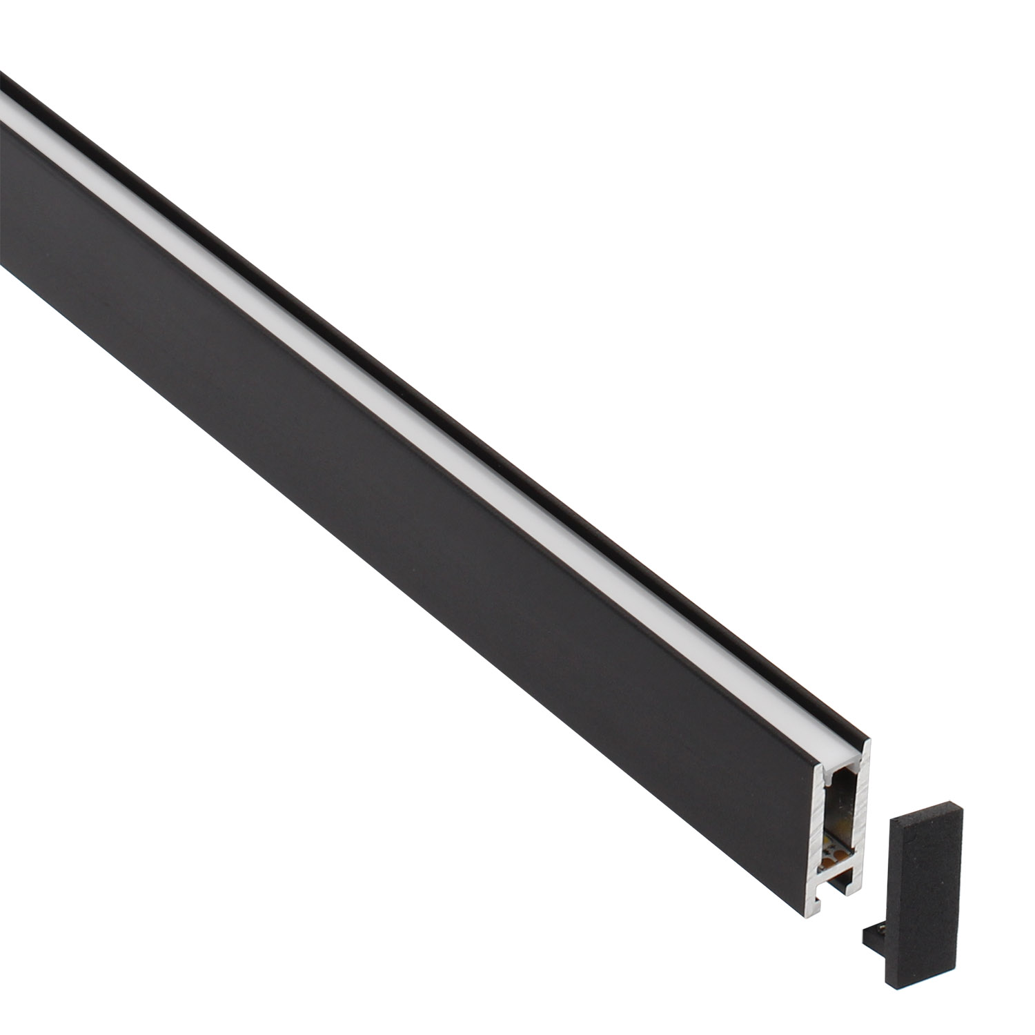 Perfil aluminio PHANTER S2 para tiras LED, 1 metro, negro - XauenBatt Iluminación