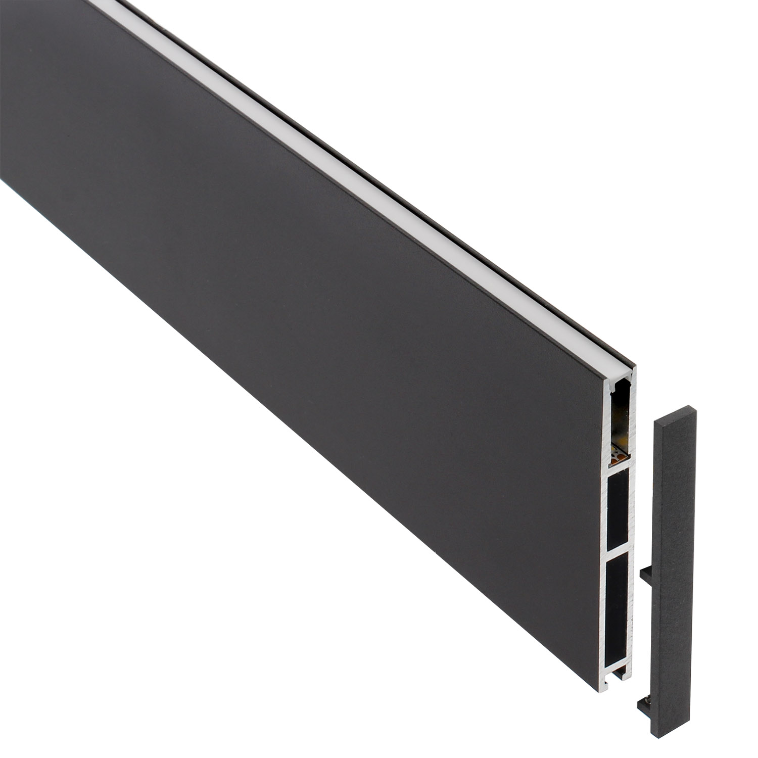 Perfil aluminio PHANTER S3 para tiras LED, 2 metros, negro - XauenBatt Iluminación