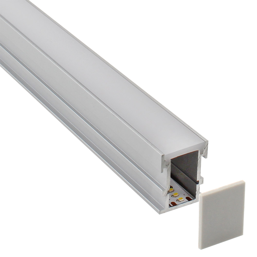 KIT - Perfil aluminio FOOT STEP para tiras LED, 2 metros - XauenBatt Iluminación
