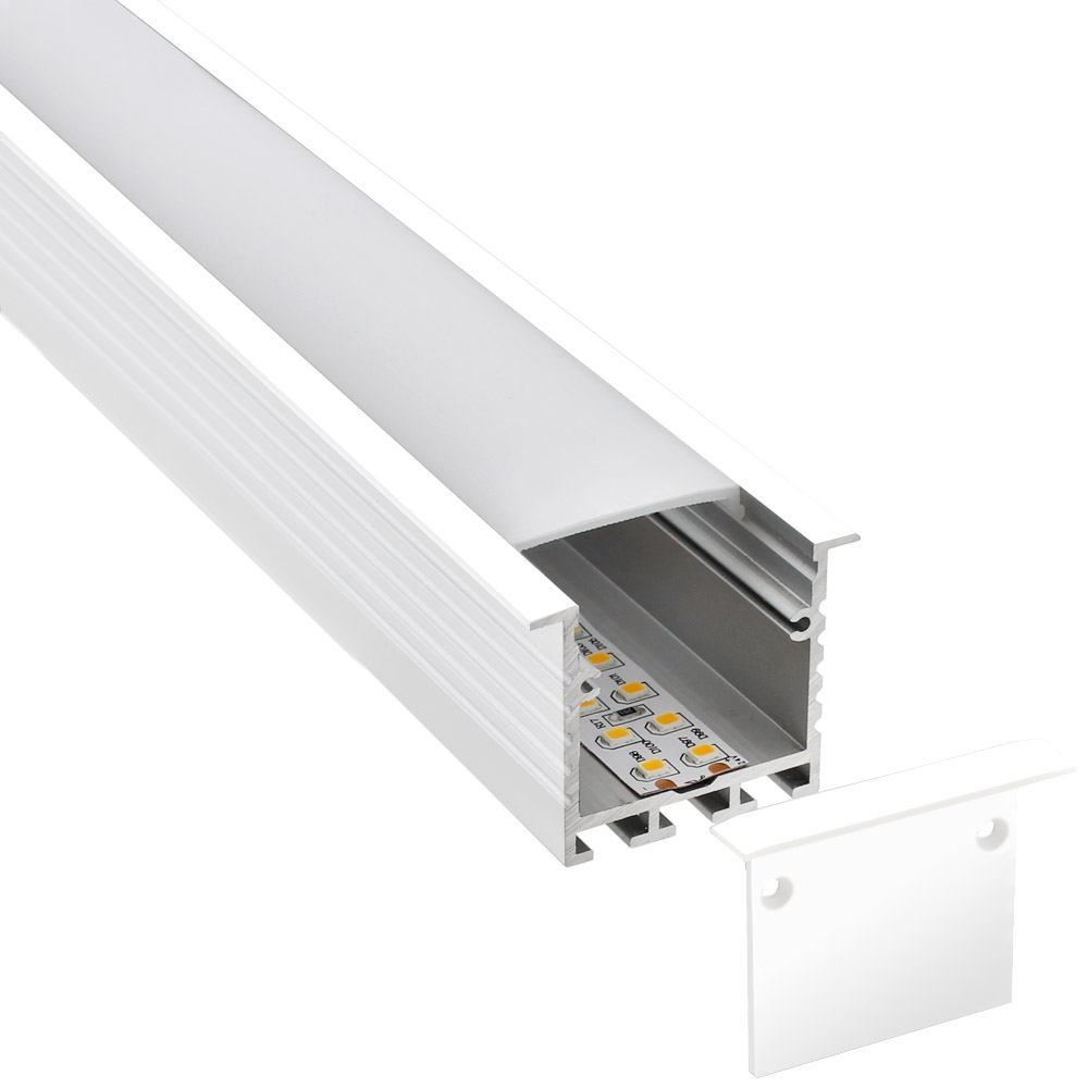 KIT - Perfil aluminio TEITO para tiras LED, 1 metro, blanco - XauenBatt Iluminación