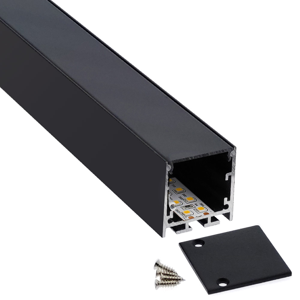 KIT - Perfil aluminio VART SUSPEND 1 metro, negro con cubierta negra - XauenBatt Iluminación