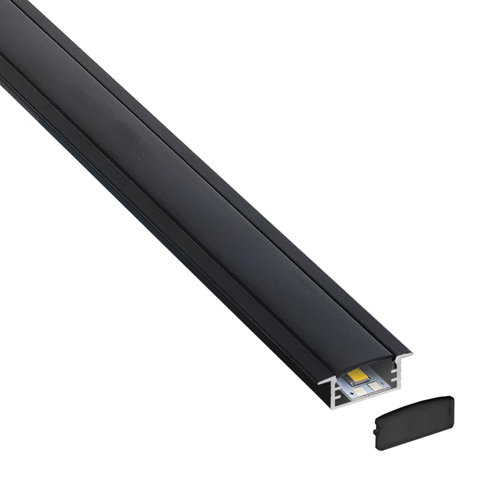 KIT - Perfil aluminio HAIN para tiras LED, 2 metros, negro - XauenBatt Iluminación