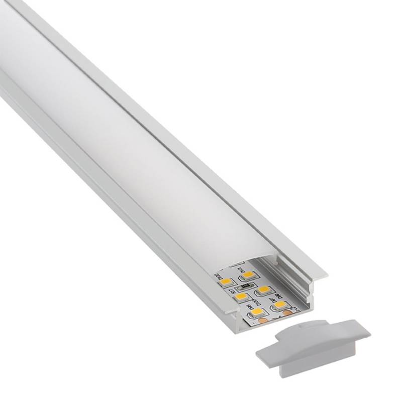 KIT - Perfil aluminio KOBE BIG para tiras LED, 2 metros - XauenBatt Iluminación