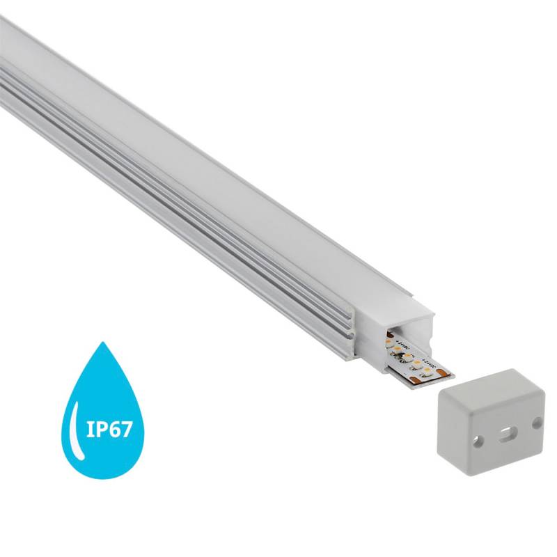 Perfil aluminio KOR para tiras LED, 2 metros, IP67 - XauenBatt Iluminación